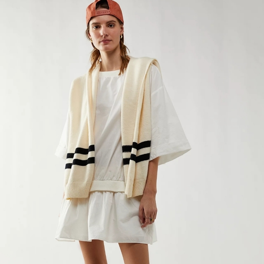 NEW Free People Astrid Shirt Dress Pullover Flounced White Short Sleeve Tunic